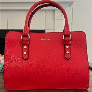 Kate Spade Red Satchel with Gold Accents